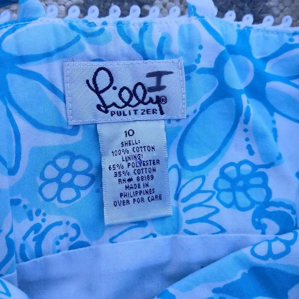Vintage lilly pulitzer girls 10 yrs shift dress coastal blue lion around floral